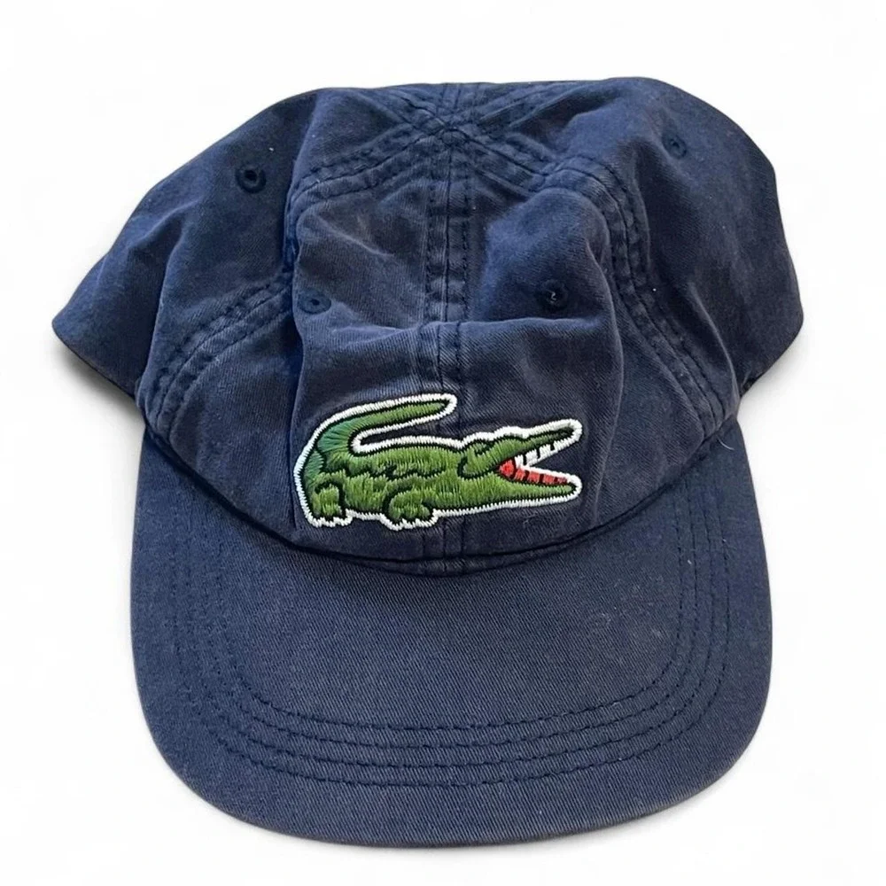 Navy blue Lacoste baseball cap with green croc logo